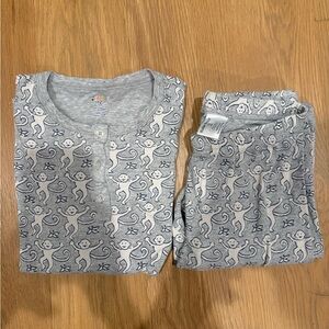 Roller Rabbit Gray Monkey Print Kids Pajamas Size 12